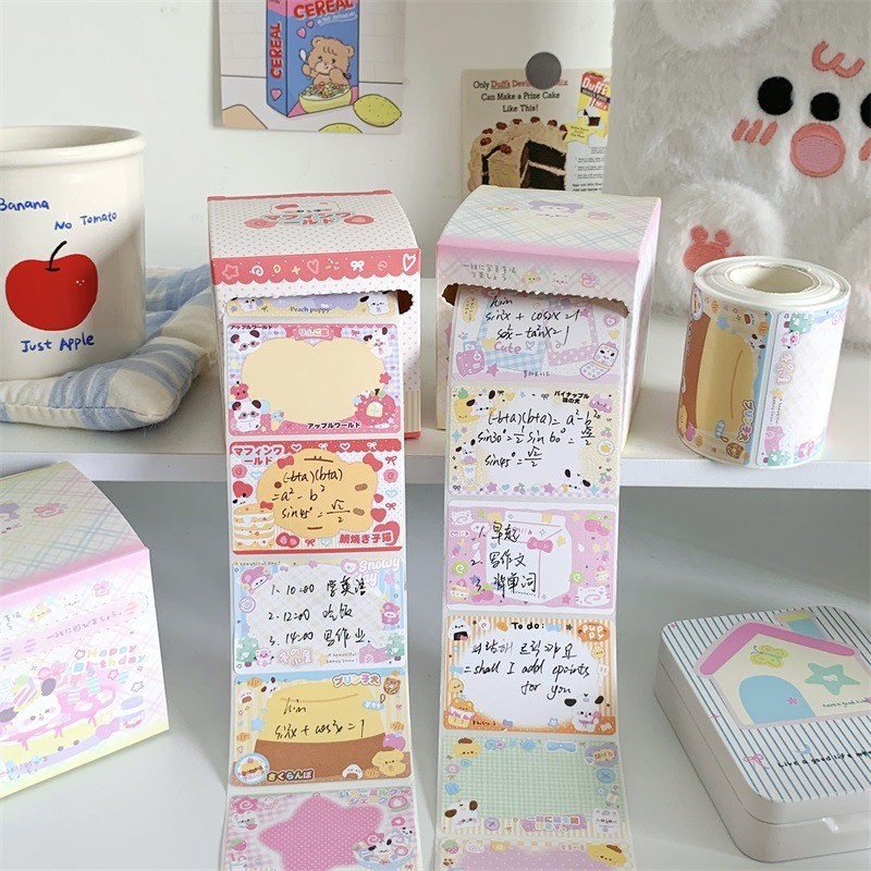 

[HARU] 256pcs White Doggy Series Pull Out Sticky Notes Notepaper Kertas Memo Memopad