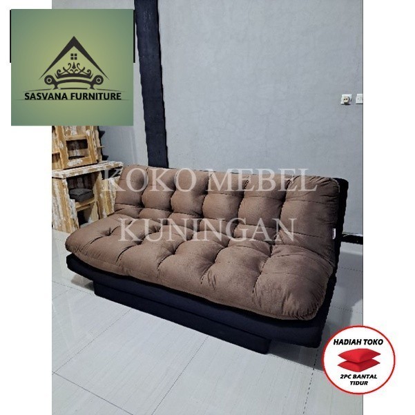 (FREE BANTAL TIDUR) Sofa Bed / Sofabed Lipat Silicon / Sofa 3 Seater / Sofa Santai Minimalis  Kuning