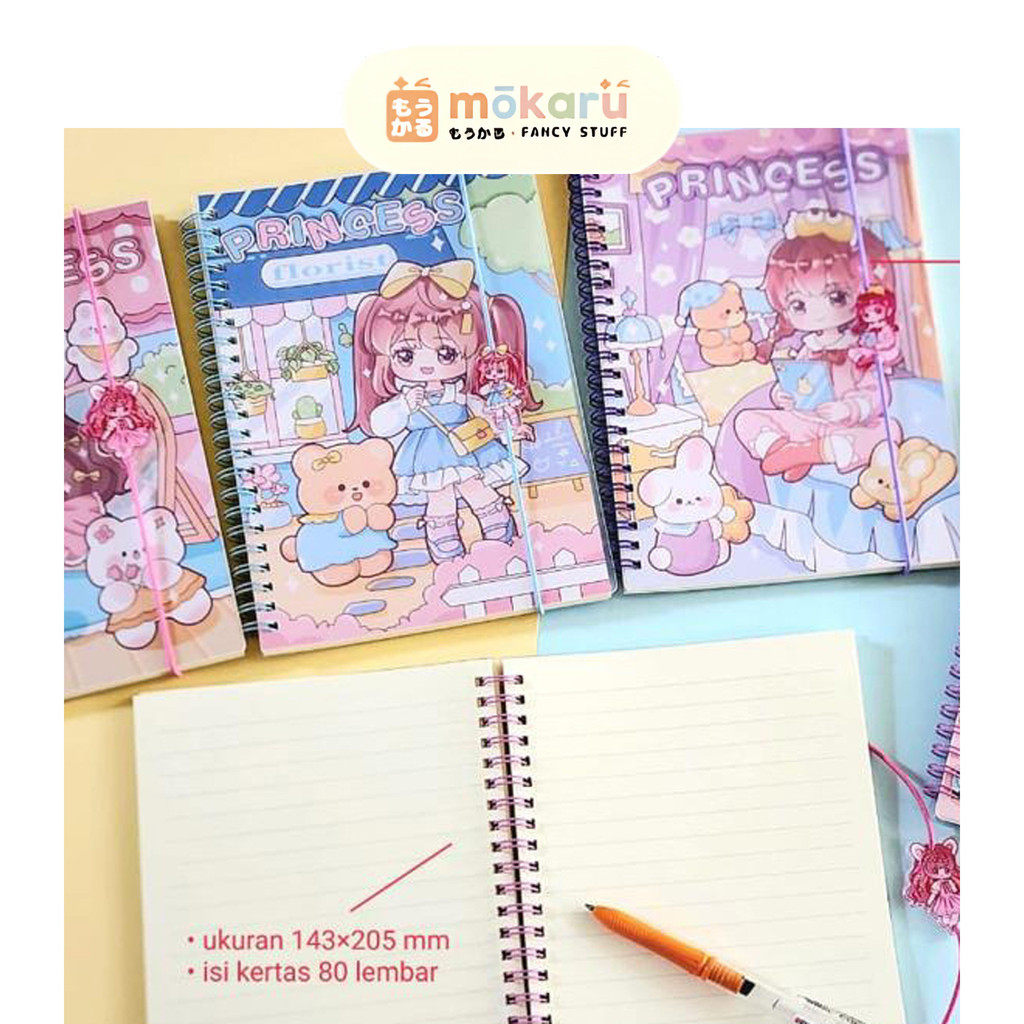 

Fancy Notebook A5 Princess ZH-2528-12 / Loose Leaf Binder Motif Kartun Spiral Plastik