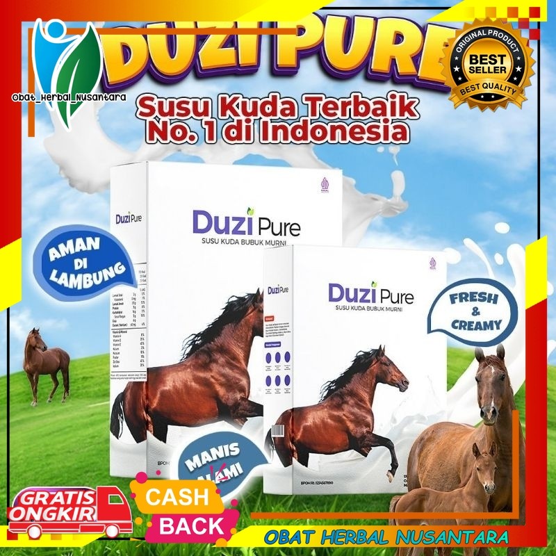 

100% ORIGINAL Duzi Pure Susu Kuda Lombok Murni Herbal Bubuk Kemasan 200gr