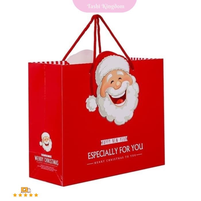 

XL kantong hadiah santa, paper bag x'mas, paperbag tema natal grosir