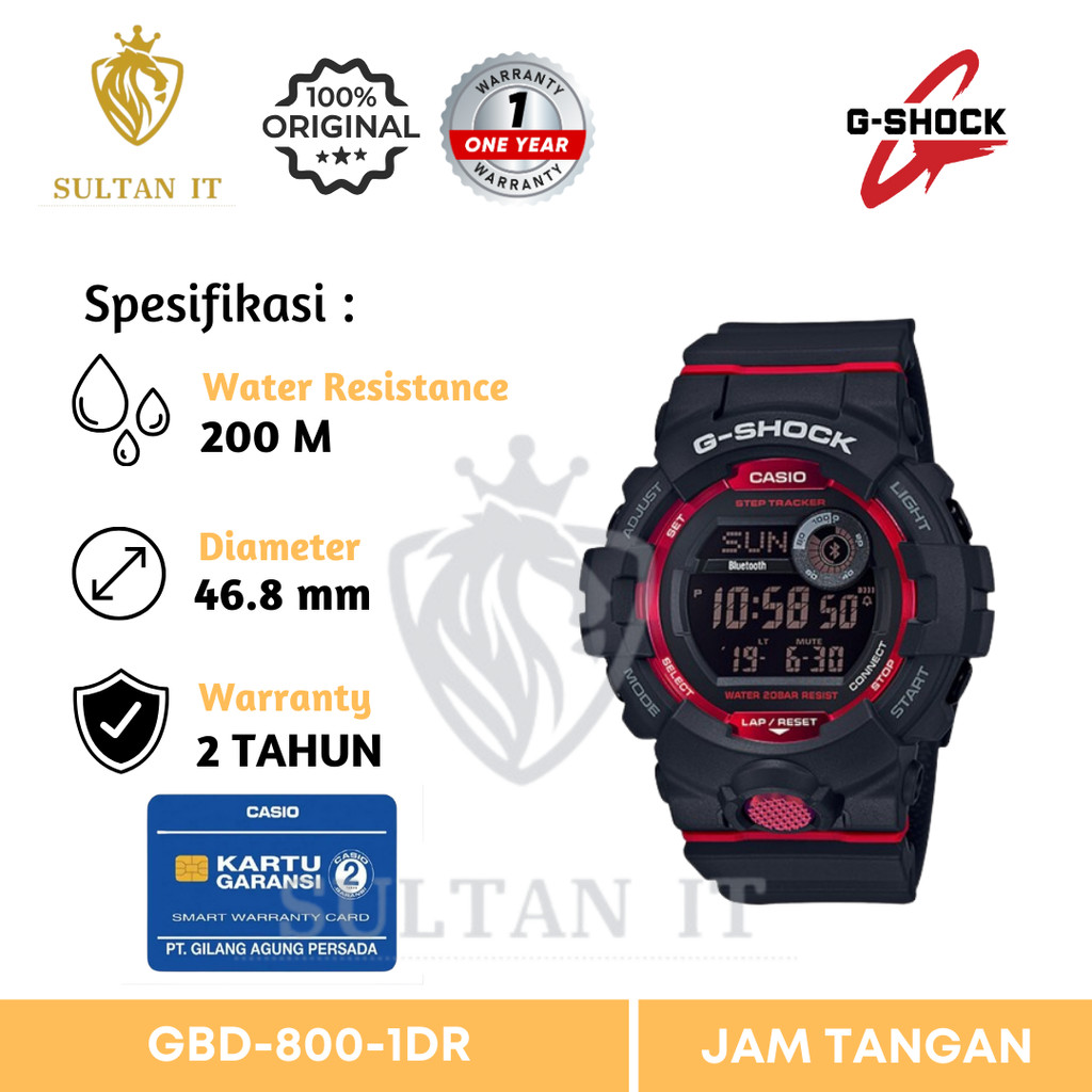 Casio G-Shock G-Squad GBD-800-1DR Step Tracker Smart Bluetooth Black Resin Band Original