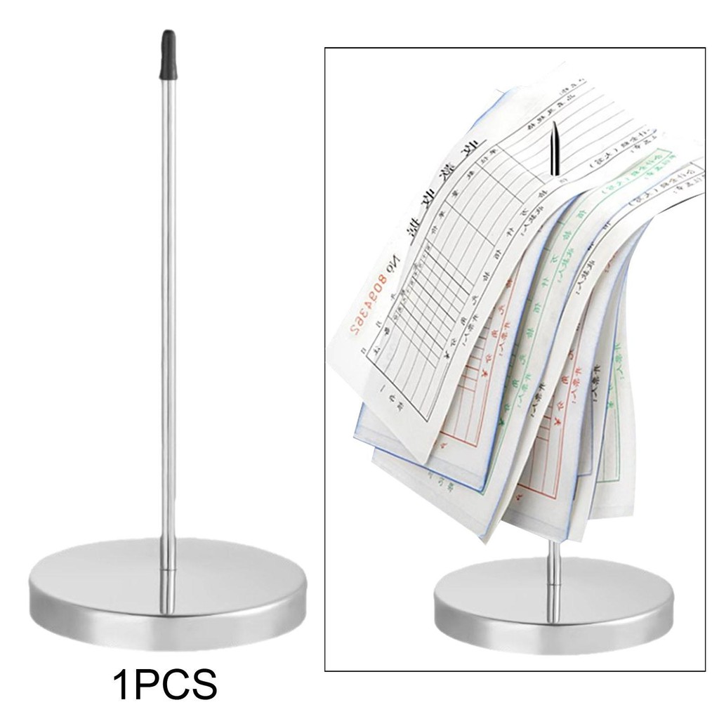 

Receipt Holder Paper Memo Holder Straight Rod Portable Metal Note Holder Bill Fork with Solid Base for Restaurant Office Desk