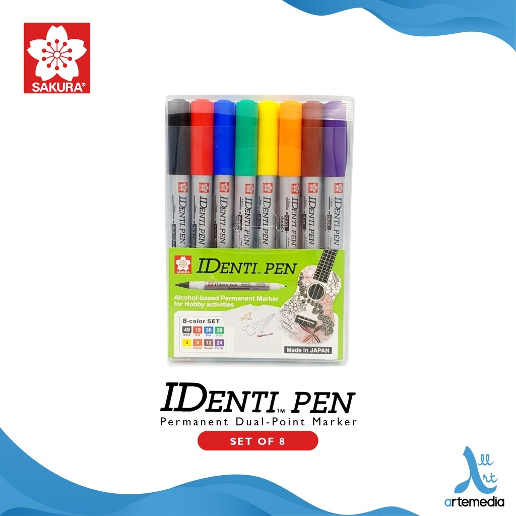 

Gramedia Surabaya - Sakura IDenti Pen Set 8 Dual Point Permanent Marker