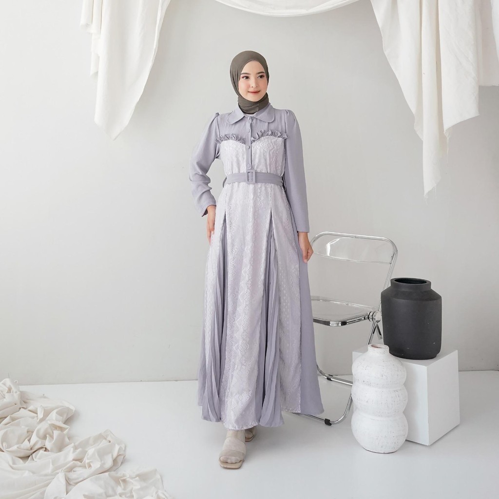 NAJWA  - Dress Kiera brukat plikset premium / gamis lebaran