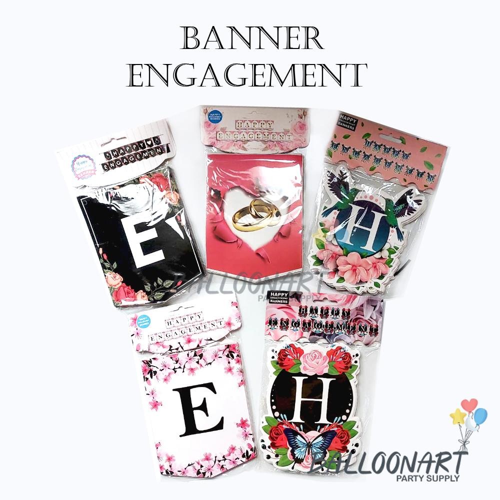 BANNER HAPPY ENGAGEMENT/BANNER FLAG/BUNTING FLAG/BANNER TUNANGAN
