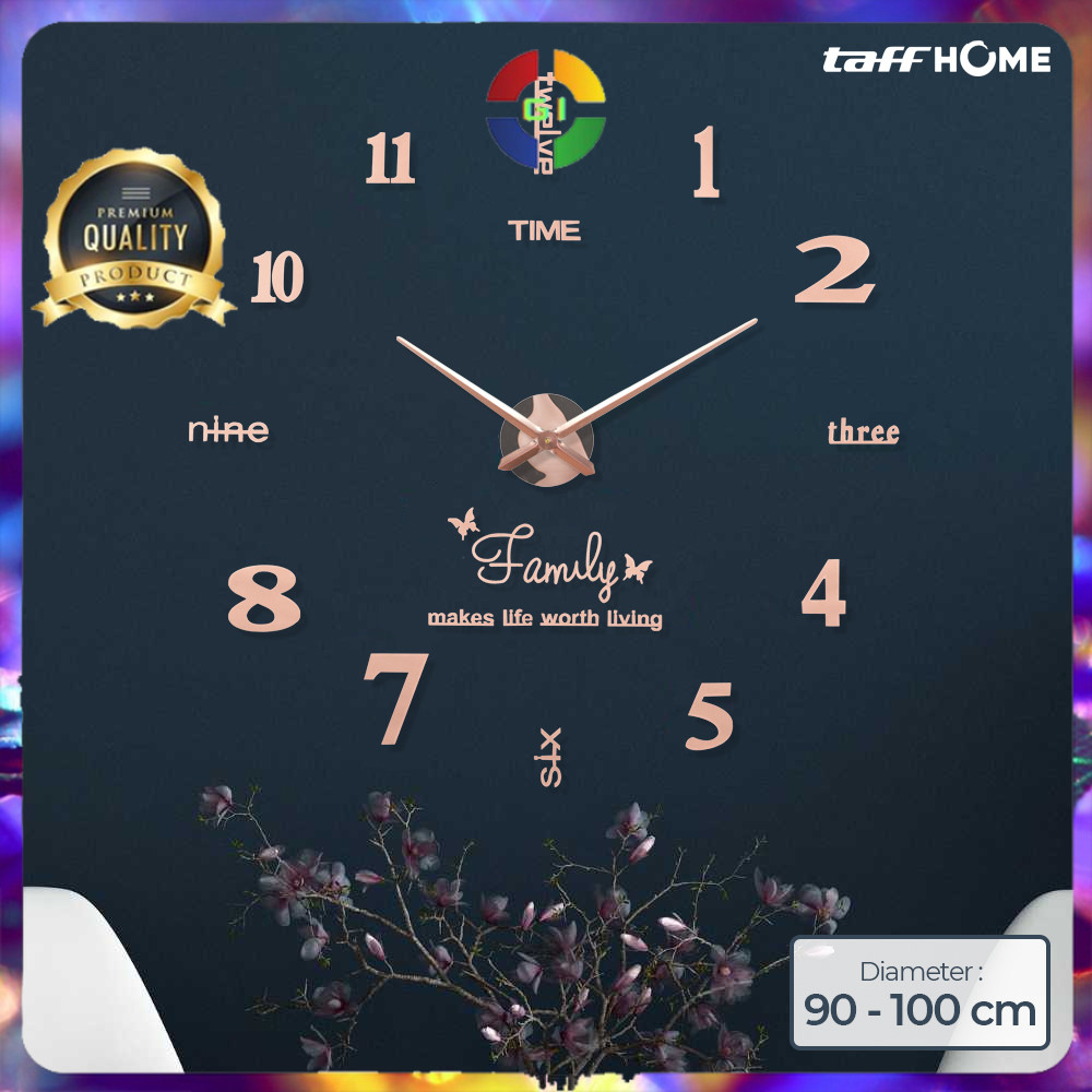 (GI) Jam Dinding Tempel Besar DIY Aesthetic Ruang Tamu Giant Wall Clock 100cm
