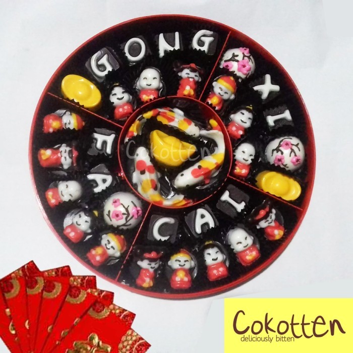 

Cokelat Imlek Coklat Tahun Baru Cina Ornamen Cici Koko Toples Besar.