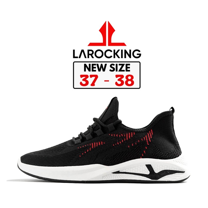 Larocking - Confero Hitam Merah | Sepatu Sneakers Running Gym Shoes