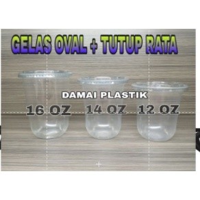Gelas Oval Tutup Cembung U Cup 12oz 14oz 16oz Plus Tutup Cembung Datar Rata 22oz 18oz