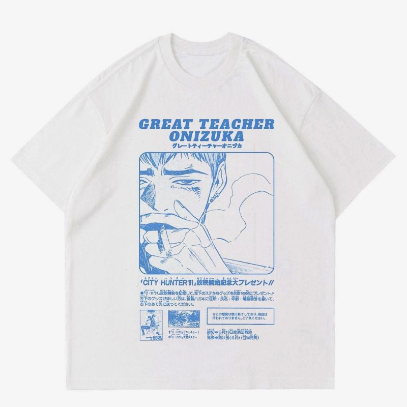 KAOS ANIME GREAT TEACHER ONIZUKA | T-SHIRT WHITE OVERSIZED PREMIUM 24s | KAOS MANGA OVERSIZE PRIA DA