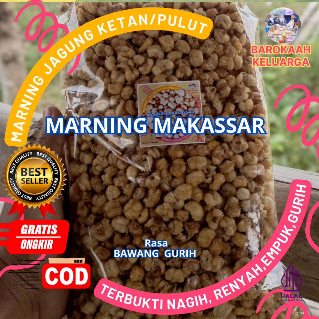 

SUGUHAN MARNING Makassar super duper premiium cocok untuk anak muda Milenial VIRAL JAGUNG KETAN PULUT SEPEREMPAT KILOGRAM (250gr) GURIH ASIN TERBUKTI RENYAH POOOL, DAN NAGIH BANGET SPESIAL OLEH-OLEH KHAS SULAWESI