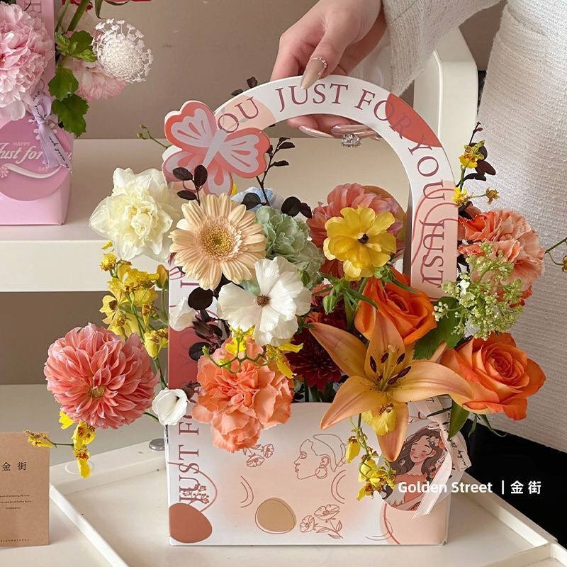 

1pcs Box Bouquet Bunga Mother's Day 2025 / Flower Box Tenteng Bouquet / Packaging Box Wrapping Paper Bag Gift