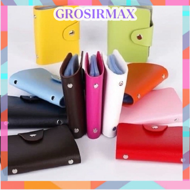 COD MAKASSAR Dompet Kartu Kulit Warna Warni 24 Slot Card Holder Serbaguna Penyimpanan Kartu Nama Tok