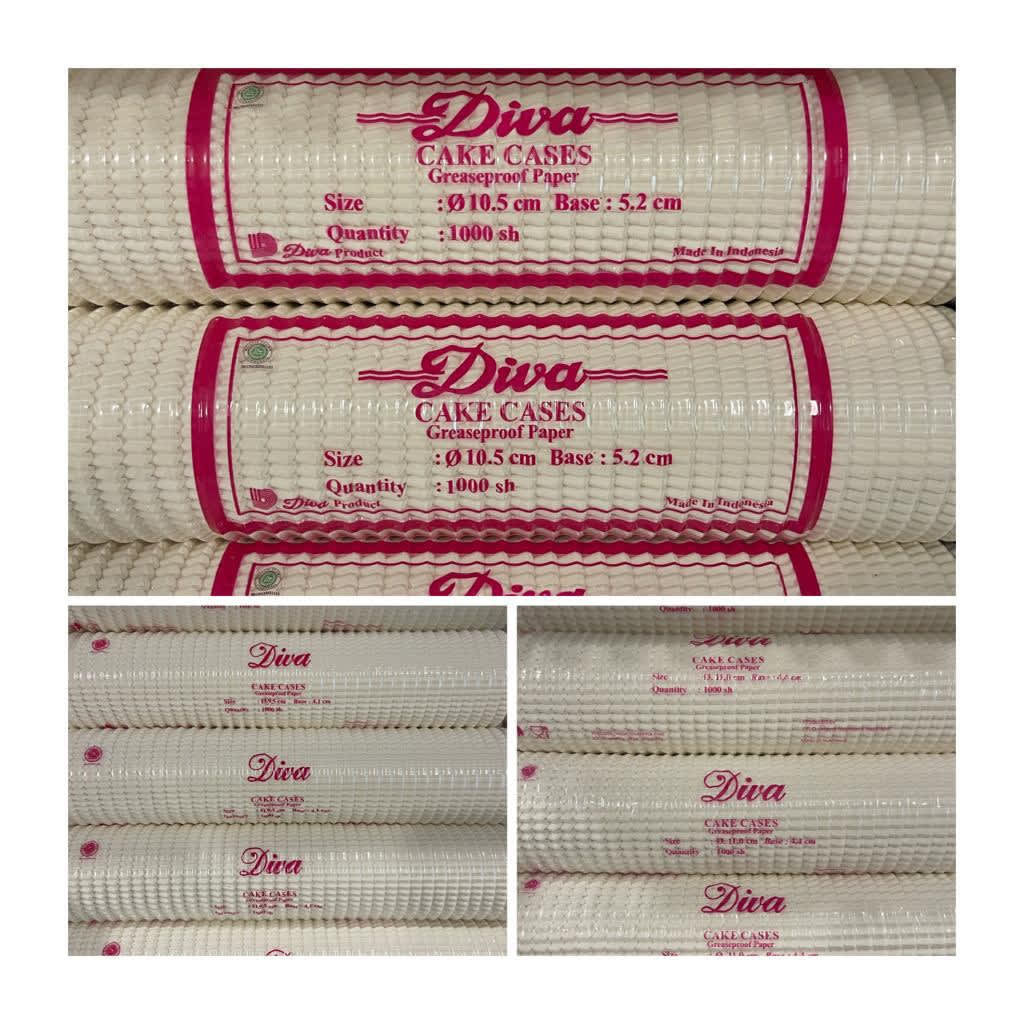 CUP CAKE CASES ROTI PUTIH MERK DIVA 100PCS