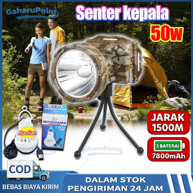 Senter kepala Cas DONY MS 309 SOBIG 50 WATT 50W 50 W QLED LED T6 MURAH SUPER TERANG MURAH Sintar Don