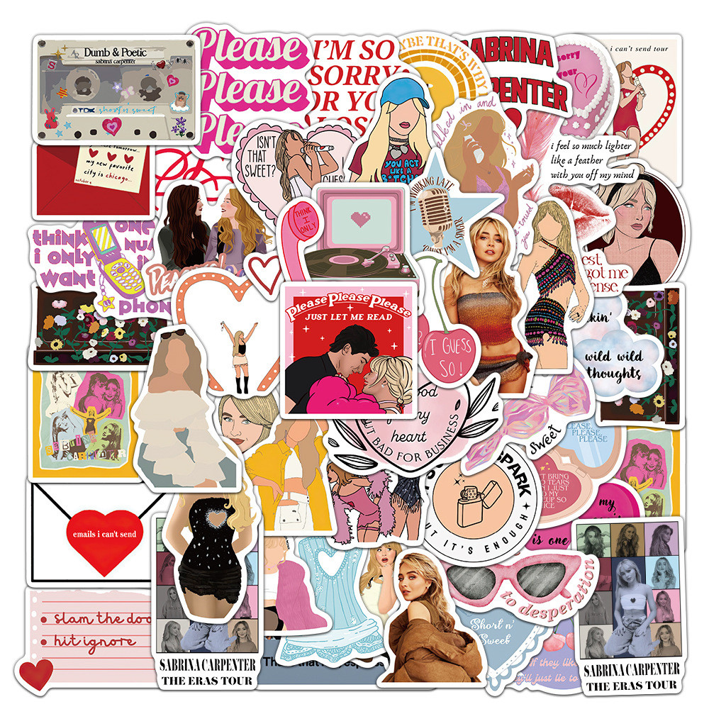 

10/30/50pcs Singer Sabrina Carpenter Stickers Superstar Concerts Decals DIY Laptop Notebook Phone Decoration Sticker Kids Toys