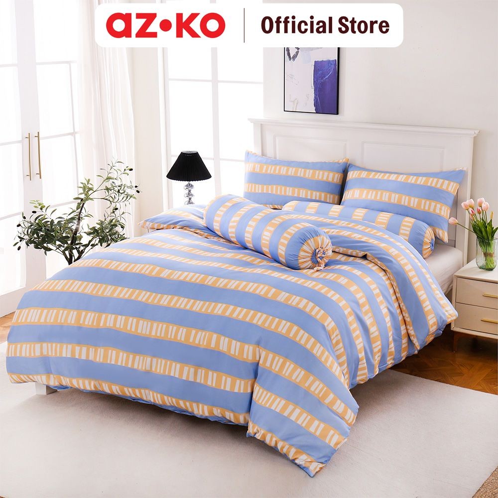 AZKO Sleeplite Set Seprai Microfiber Stripe Lulu Sprei Seprai Aesthetic Seprei Sheet Set Bed Sheet A