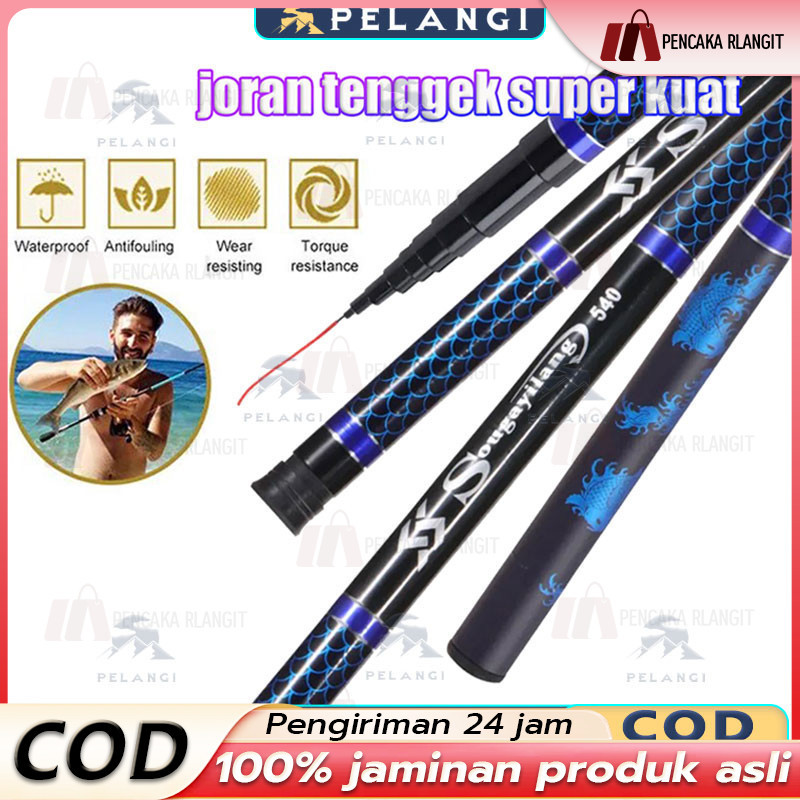2.7m 3.6m 4.5m 5.4m 6.3m 7.2m Joran Tegek Fishing Rod Carbon Tegek Panjang Fishing Pole Fishing Floa
