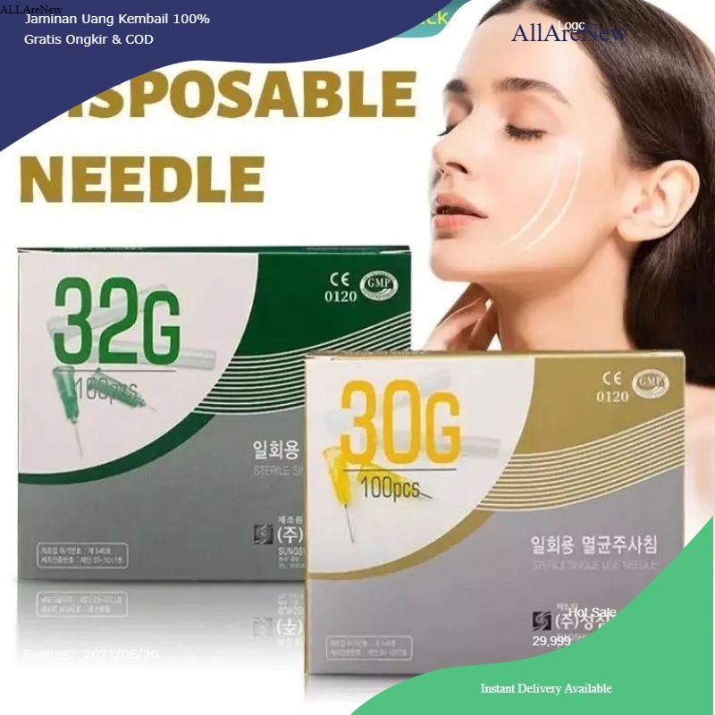 [AllAreNew] 1box (100pc jarum) jarum 32Gx4mm 34G jarum 30Gx4mm meso jarum sungshim jarum meso skin b