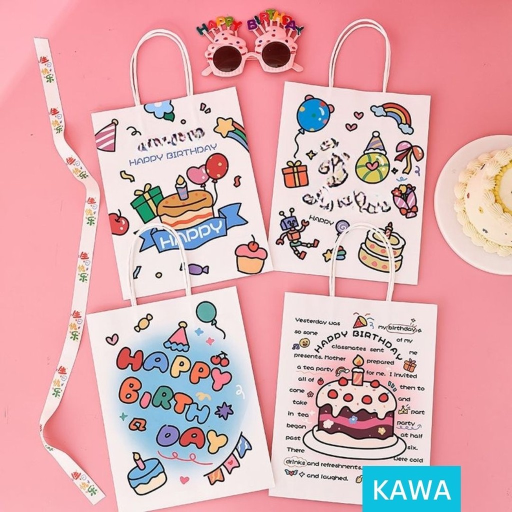 

KAWA Tas Kado Hadiah Gift Paper Bag GoodieBag Kapasitas Besar Lucu Motif Happy Birthday Ultah