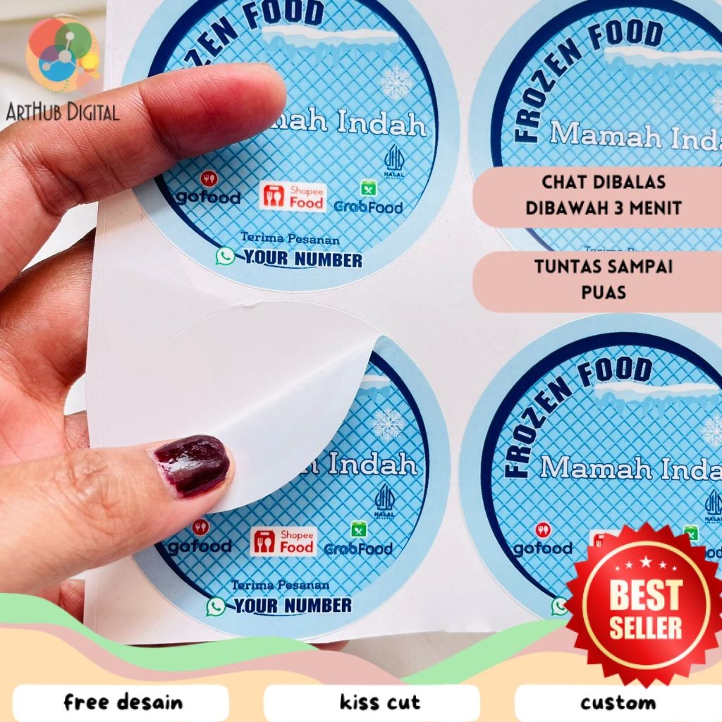 

AHD 2-4 Label Bulat Sticker Print Vinyl Stiker Frozen Food Anti Air Stiker Makanan Beku Custom