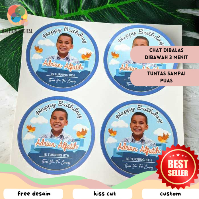 

AHD Sticker Bulat Kecil 2-4 Ulang Tahun Anak Stiker Ultah Free Design Template Birthday Chromo