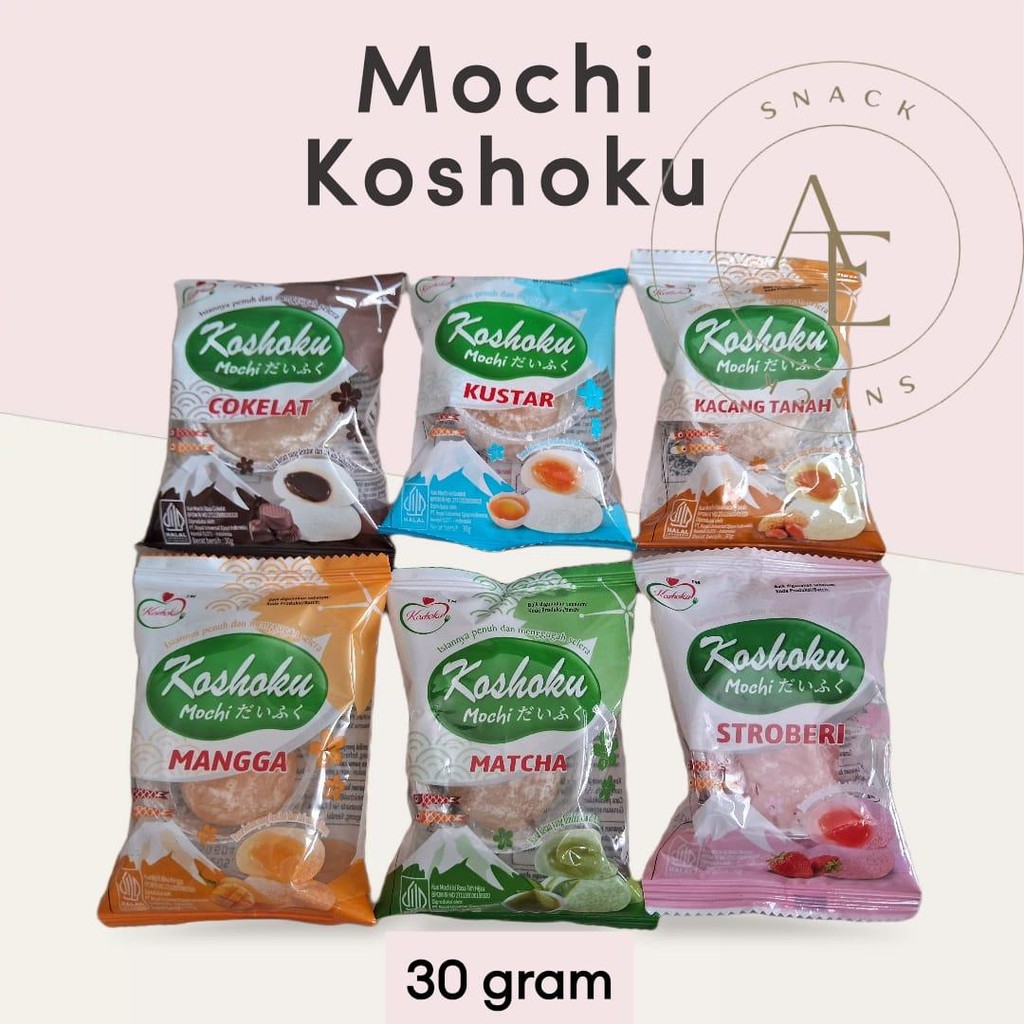 

Jajanan Mochi beraneka rasa merk Koshoku berat 30 gram ( Snack )