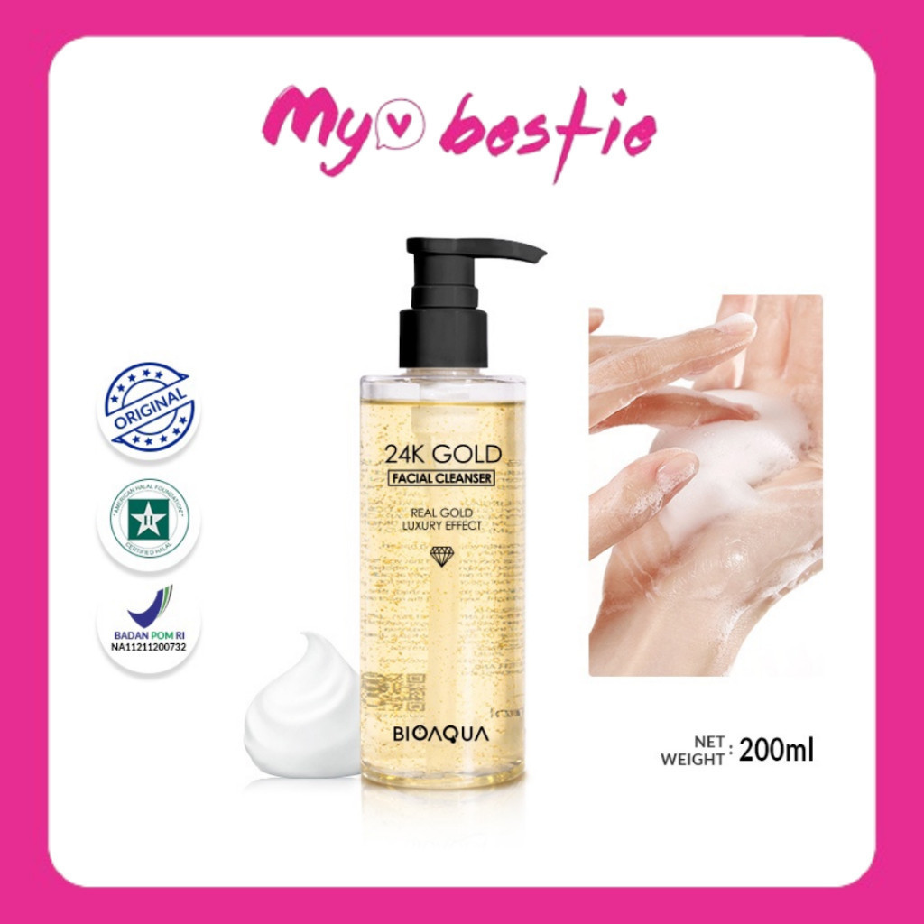 [My Bestie Choice] BIOAQUA 24K Gold Facial Cleanser 200ml | Face Wash Bioaqua | Sabun Wajah | Facial