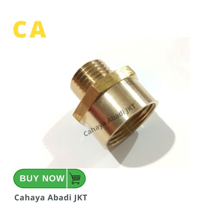 SOK DRAT DALAM 3/4" X SOK DRAT LUAR 1/2" PENDEK KUNINGAN