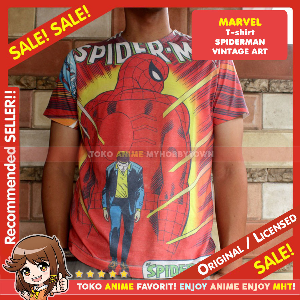 Kaos Marvel : Spiderman Vintage Art