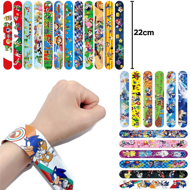 Mario Bros Sonic The Hedgehog Wrist Strap Children Clap Ring Slap Bracelets Kids Snapping Rings Toy 