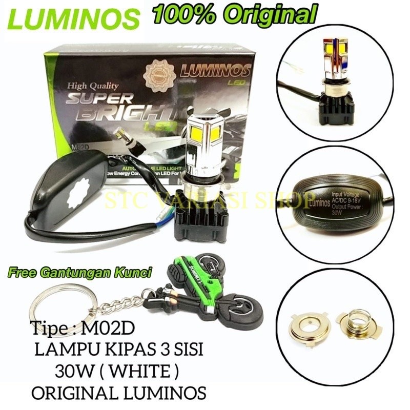 LAMPU LED LUMINOS ORIGINAL 3 SISI LAMPU DEPAN LED AC / DC  MOTOR MERK LUMINOS ORIGINAL
