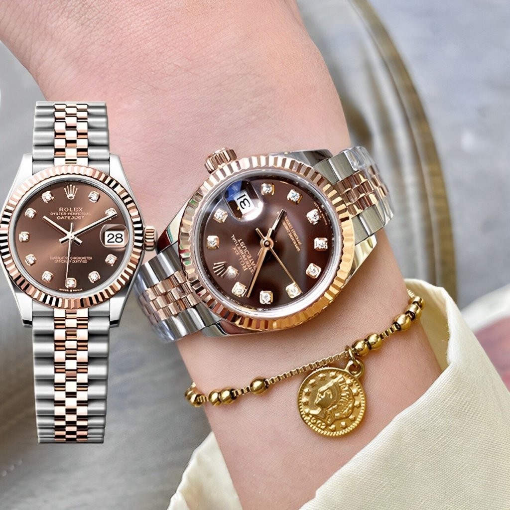 【100% ASLI】Original Jam Tangan Rolex Wanita Rolex Datejust Series 18K Rose Gold Diamond 28mm M278271