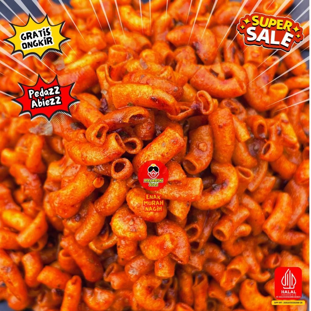 

1/4 Kg MAKARONI Cikruh 250 Gram MAKARONI Solo MAKRON Pedas Nagih Gurih Cemilan Enak