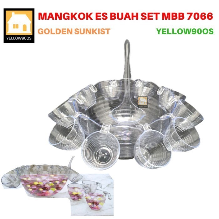 Mangkok Sop Buah Tempat Es Buah Set Gelas Golden Sunkist