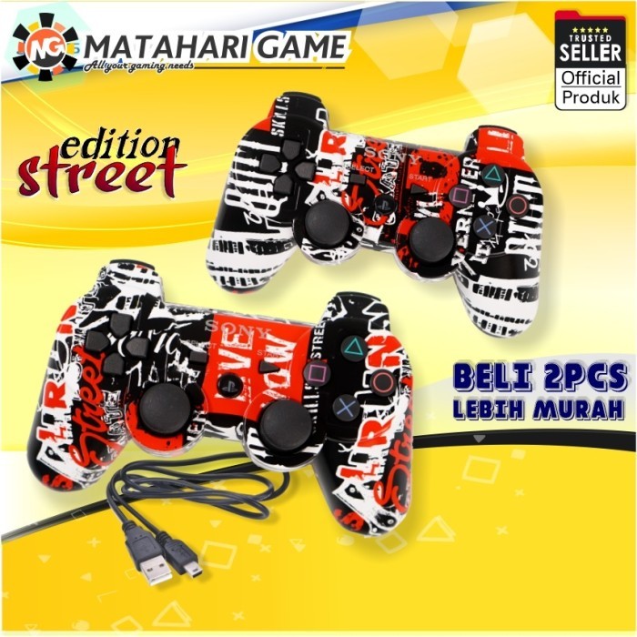 LARIS -2 Pcs - Stick Stik PS3 Wireless Playstation 3 + Kabel Charger - 2PCS - Putih, SAMA KABEL/2PCS