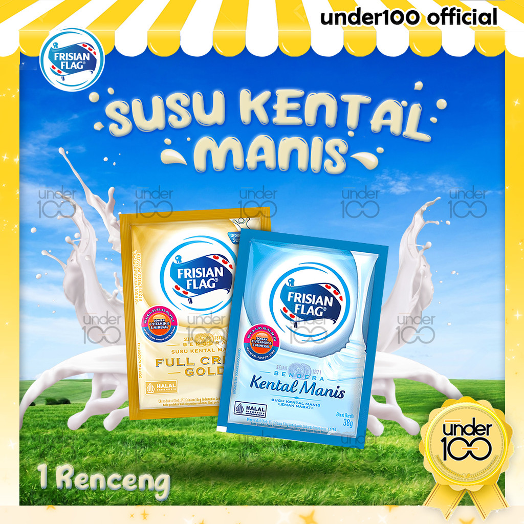 

❤ Under100 ❤ Frisian Flag Bendera Kental Manis 38g 1 Renceng isi 6 Sachet Rasa Original | Fill Cream Gold | HALAL BPOM