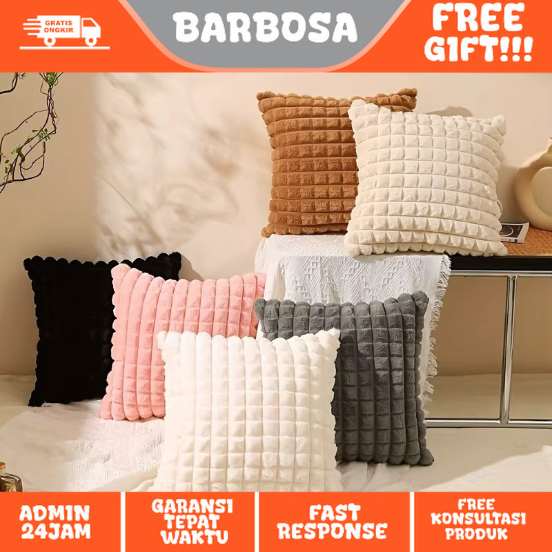 Rabbit Fur Pillow Cushion / SarungBantal Sofa Kursi Tebal Premium Bludru Bulu Halus