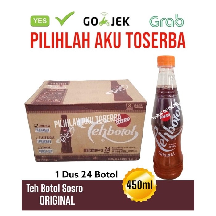 

Teh Botol Sosro PET Original 450 ml - ( HARGA 1 DUS ISI 24 )