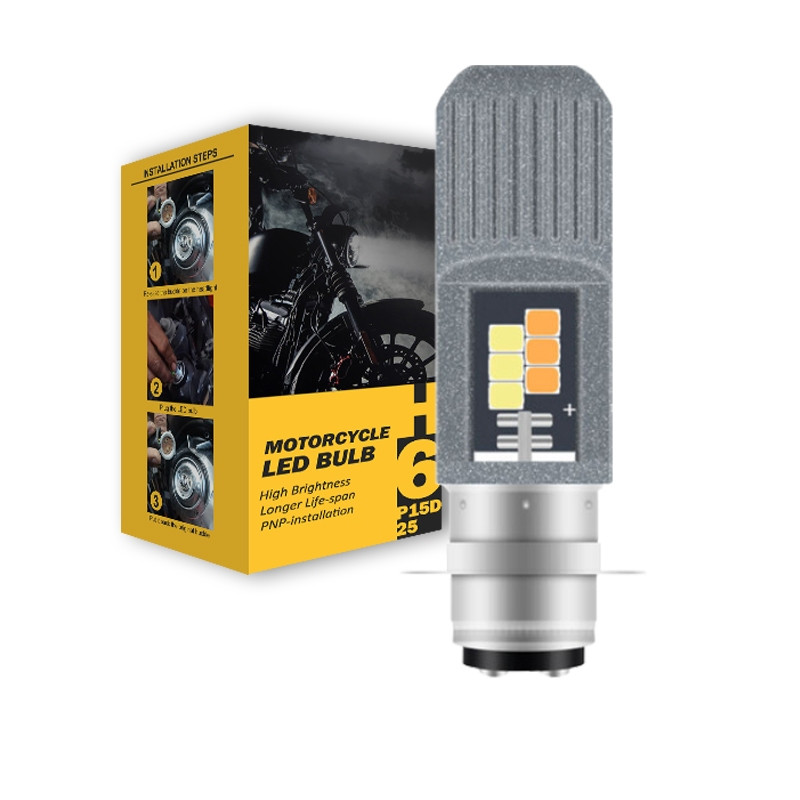 ISUN Lampu Headlamp Motor H6 P15D-25 Ceramic 12 SMD 2 Warna DC9-80V/8W