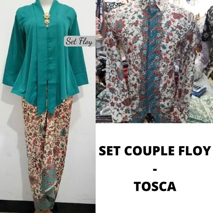 

Set Couple Kebaya Pesta Modern Floy Putih & Kemeja Batik Panjang Pria - Putih, M