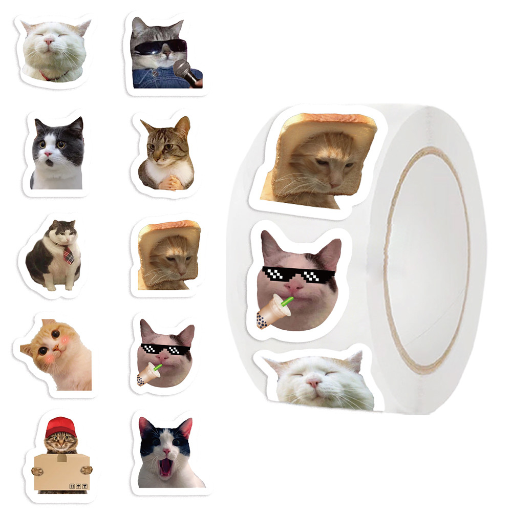

500pcs/roll Funny Cats MEME Cartoon Graffiti Stickers DIY Phone Guitar Laptop Notebook Suitcase Waterproof Sticker Kids Toy