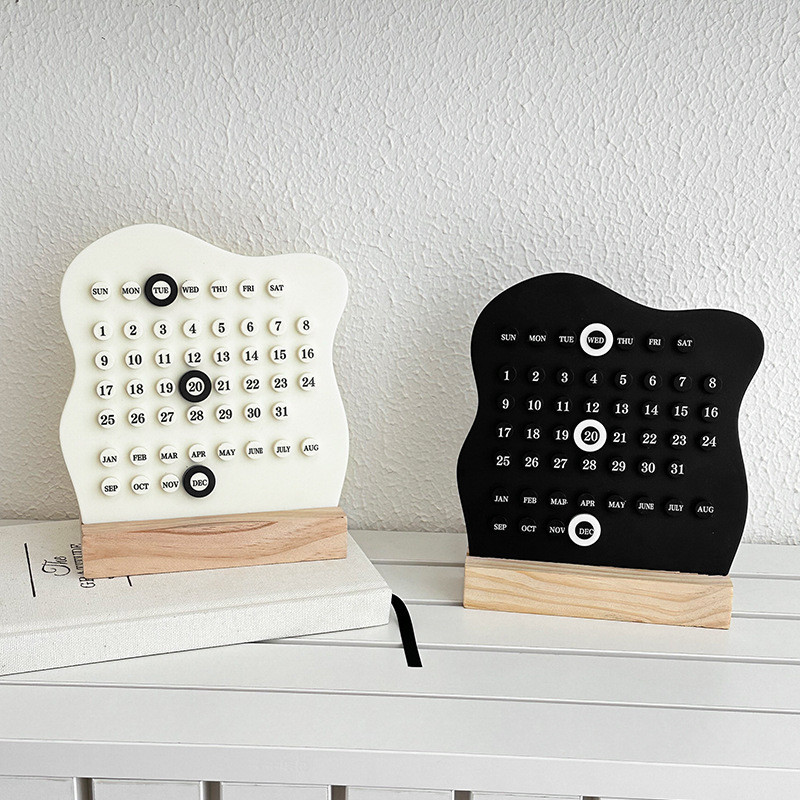 

1pc Wood Perpetual Calendar Montessori Calendar Cute Desk Calendar Adjustable Week Month Date Display Calendar Home Office Desk