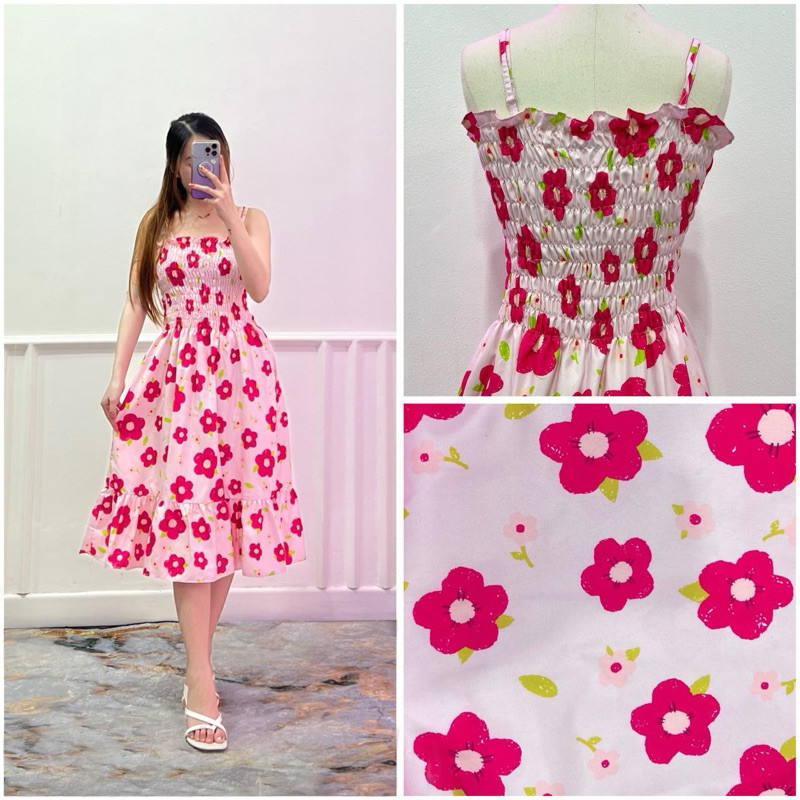 Babydoll DRESS TALI WANITA / DRESS TANKTOP / Dress Smocked ful