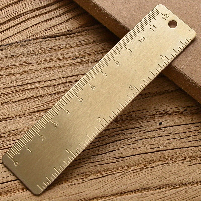 

1pc Vintage Brass Straight Ruler for Students Creative Metal Ruler School Supplies