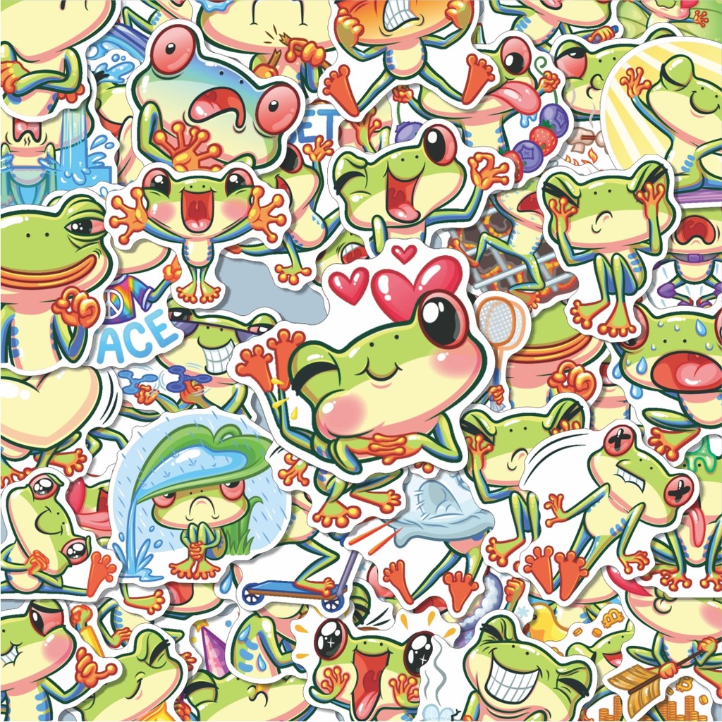 

100PCS Lucu Stiker Kartun Katak Freedy Stiker Aesthetic Stiker Anti Air Stikers Berperekat Waterproof sticker decal buat Motor Helm Buku Journal Koper Casing HP Laptop Botol Minum Hadiah anak
