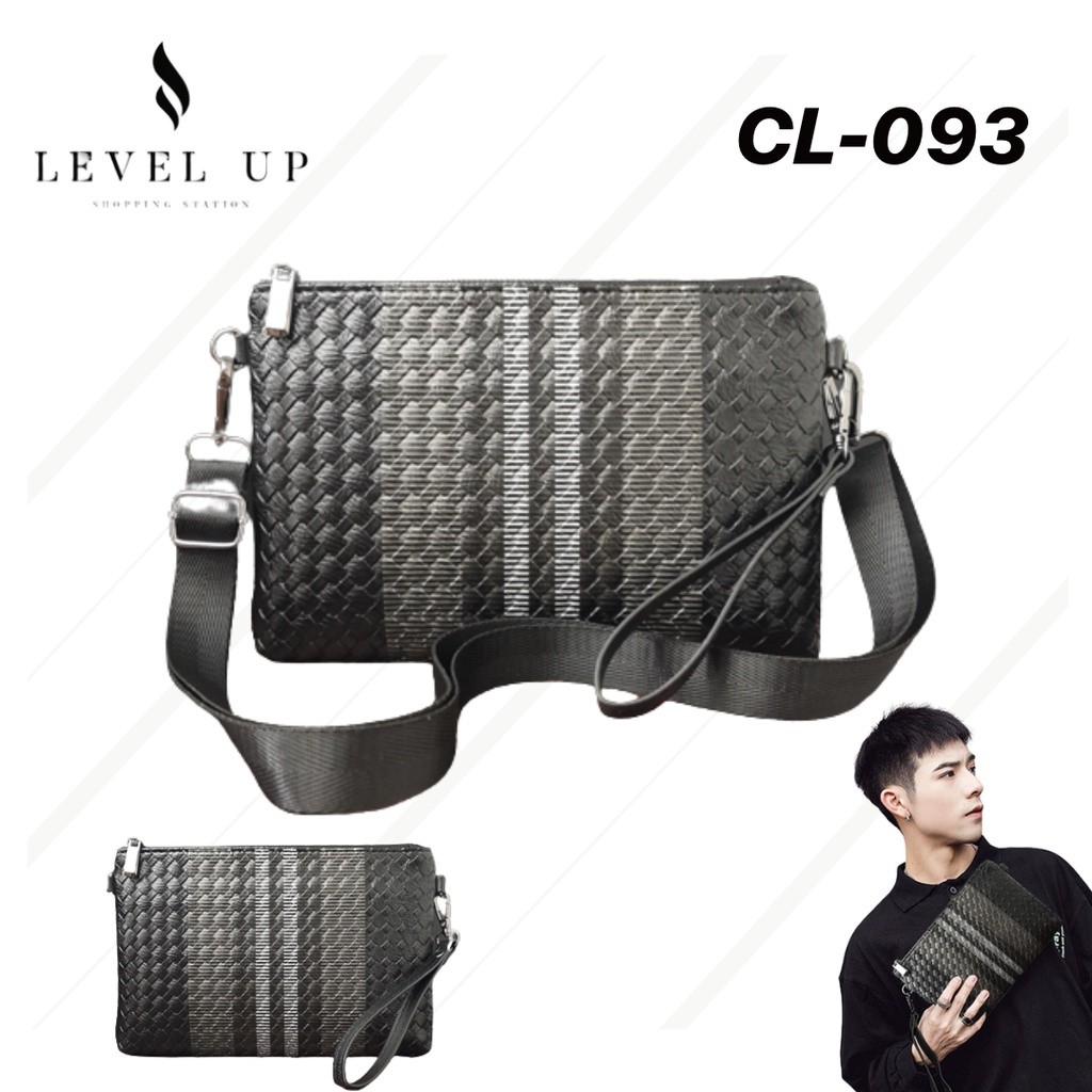 FASWEFA_SHOP  Tas Selempang Pria Kulit Premium Anyaman Elegan – Clutch Sling Bag Model Tipis dengan 