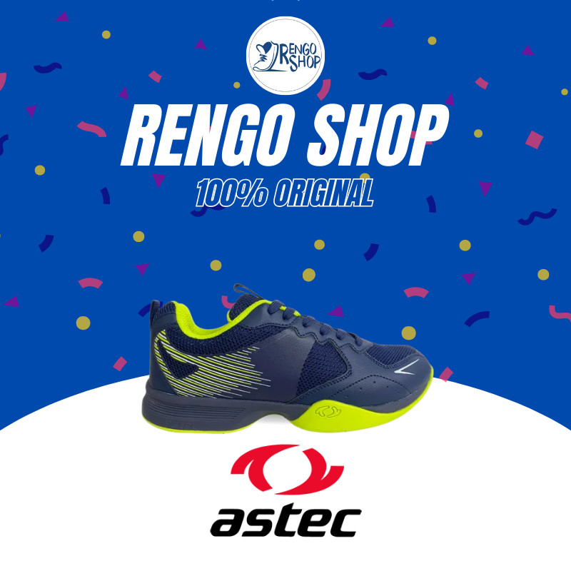 [Ori] Sepatu Bulu Tangkis Pria Astec Krypto Badminton White Navy