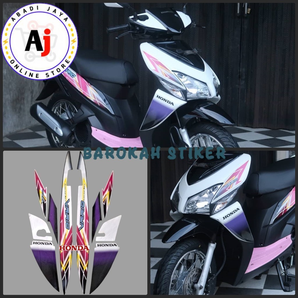 Striping stiker Honda Vario 110 karbu 2006 standar Hitam pink putih Fullset